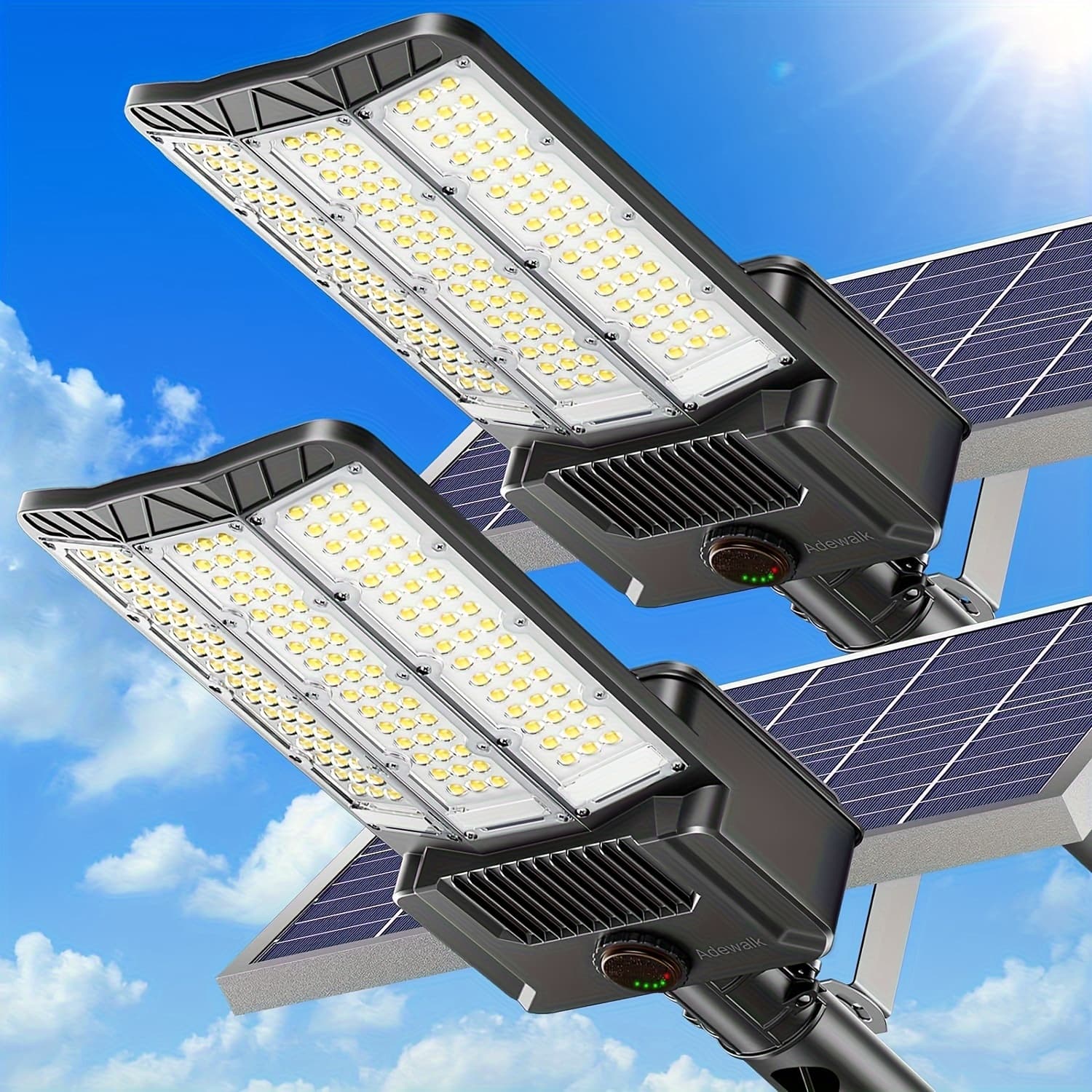TEMU Adewalk 2pcs Solar Street Light, Commercial Grade Solar Street Lights Outdoor Dusk To Dawn, Solar Lights Outdoor With Motion Sensor And Remote Control, Solar Lights For Yard, Country