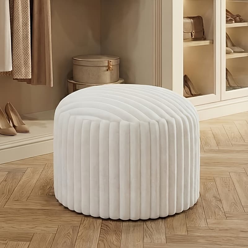 TEMU Plush Cushion Footstool Cover - No Filling, Faux Rabbit Fur Footstool Floor Bean Bag Floor Chair With Storage Space, Suitable For Living Room, Bedroom, Home Decor