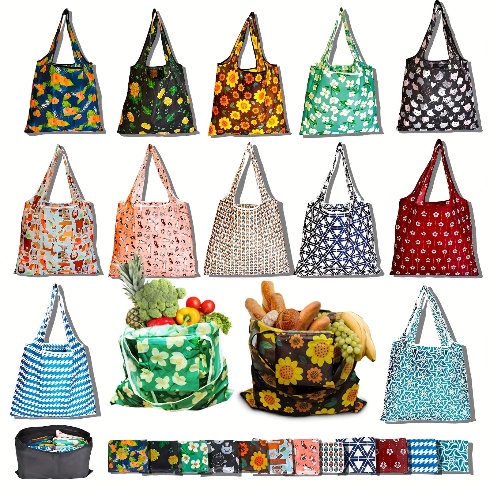 TEMU Reusable Grocery Bag, Foldable Shopping Bag, Large Capacity Gift Tote Bag, Storage Bag For Groceries (12pcs)