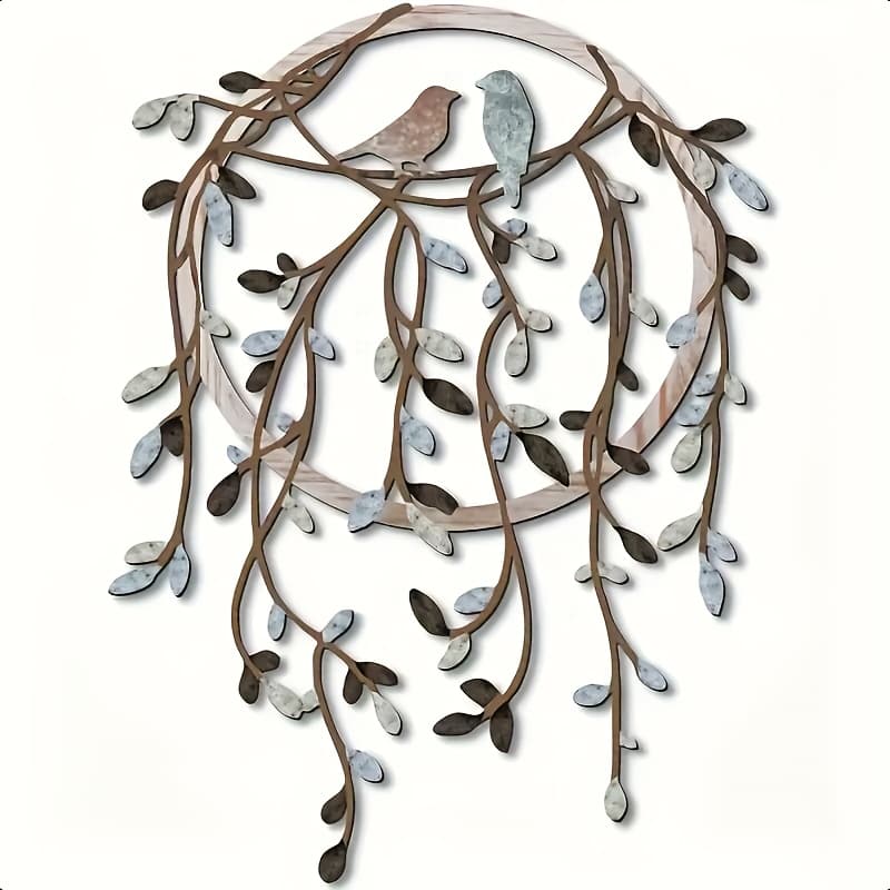 TEMU 1pc Of Metal Wall Art Featuring A Bird Silhouette On A Tree Branch, Showcasing Realistic Feather Details In A Dark Hue. An Ideal Decoration For Living Rooms, Gardens, Bedrooms, Offices, And
