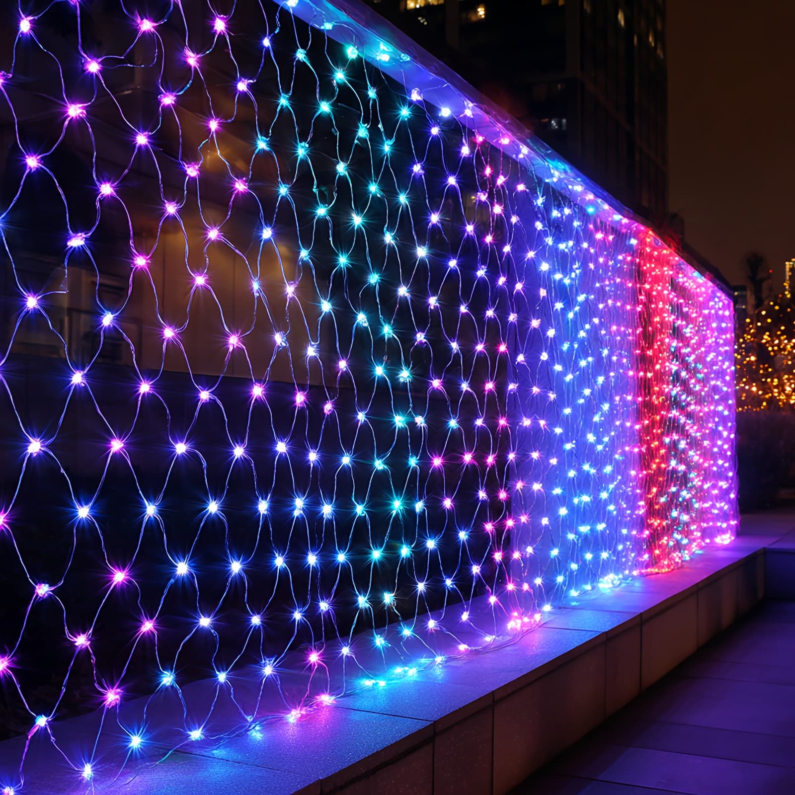 TEMU 204 Led Colorful Mesh Lights For Outdoor Use, Measuring 9.8 Feet By 9.84 Feet, Suitable For Gardens, Lawns, Shrubs, Parties, Weddings, And Christmas Decorations. Features 8 , A Memory Function