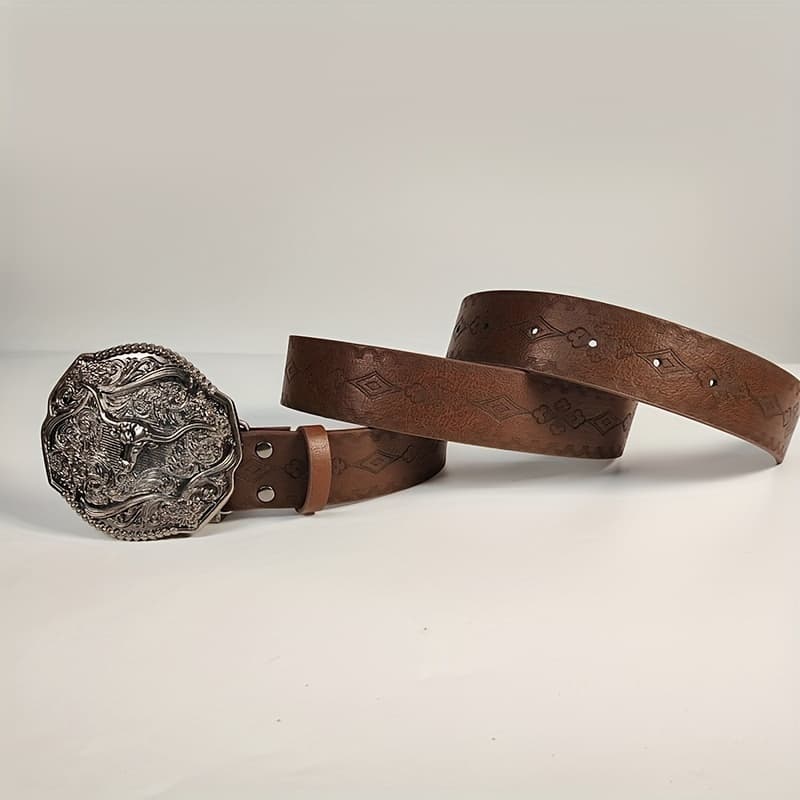 TEMU Coffee Colored Carved Vintage Women's Belt, Ladies Belt, Summer Versatile College Style Belt, Classic Decorative Waistband, Women's Dress, Jeans, Shirt, Belt, Gift