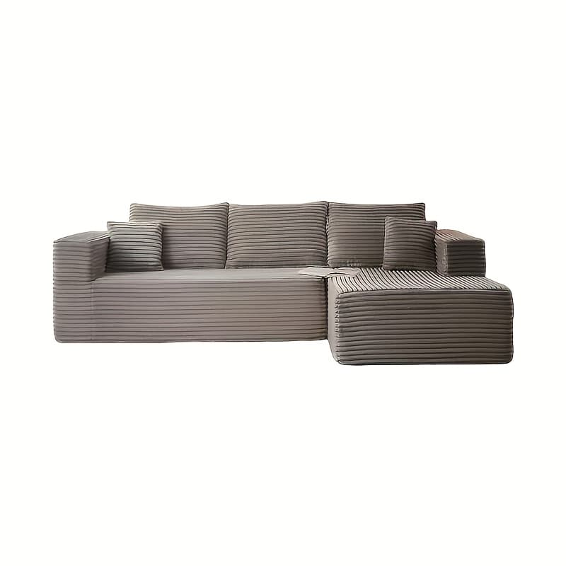 TEMU 108.1" Cloud Sectional Couch With L-shape Chaise Corduroy Sleeper Sofa, Boneless Deep Seat Modular Couch, No , Minimalist For Living Room, Apartment & Lounge
