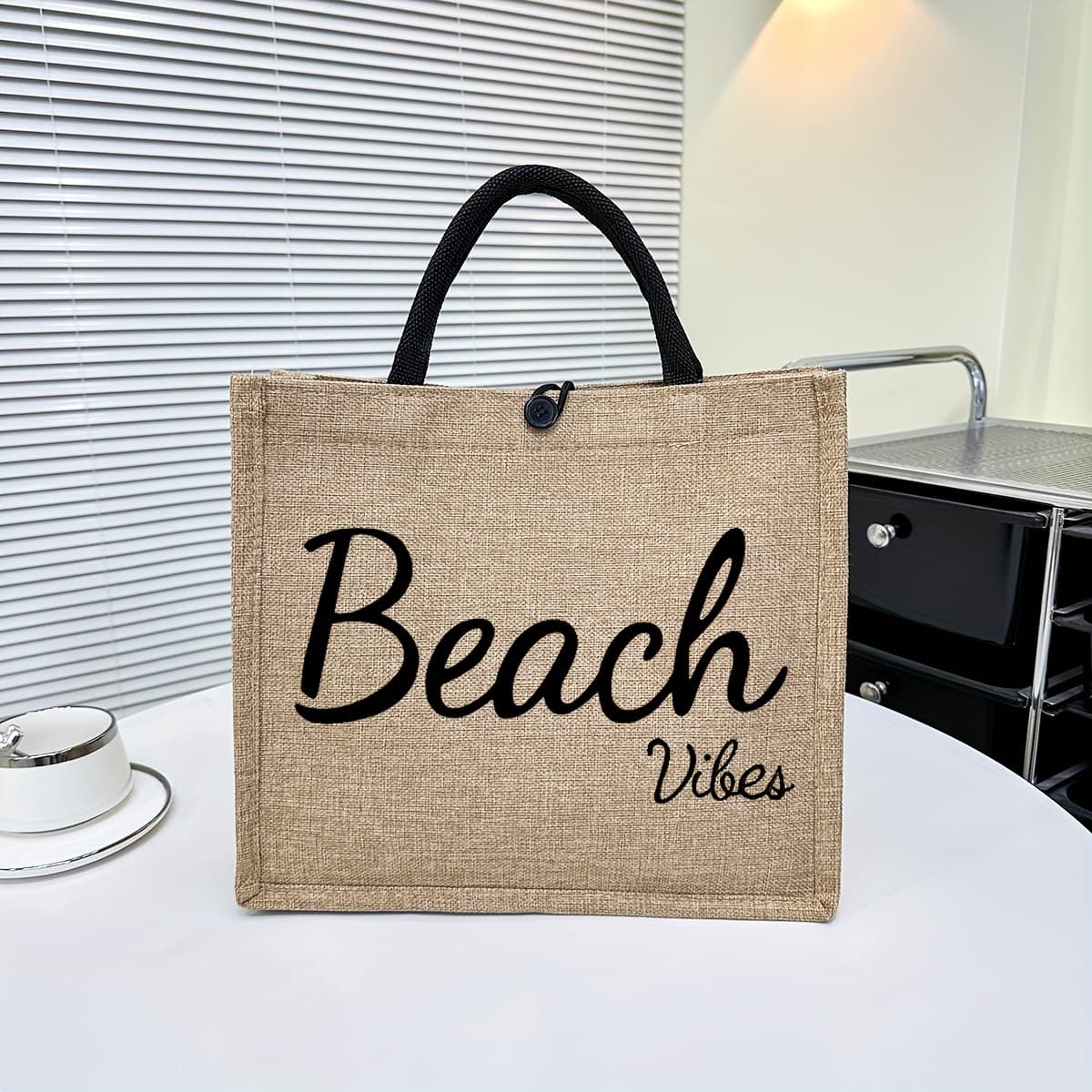 TEMU Printed Charm, Chic Khaki Tote Bag For Women - Large Capacity, Fashionable Shoulder Handbag With Secure Clasp Closure And Wrist Strap