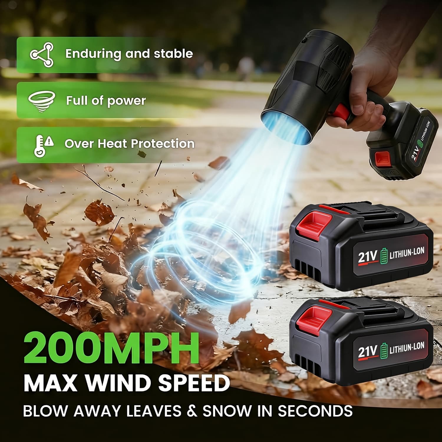 TEMU 21v Cordless Leaf Blower With Battery - 130000 Rpm Portable Suitable For Lawn Care, , Car Dryer, Patio & Yard Maintenance, Lightweight Battery- Blower For Home And Outdoor Use, Plastic