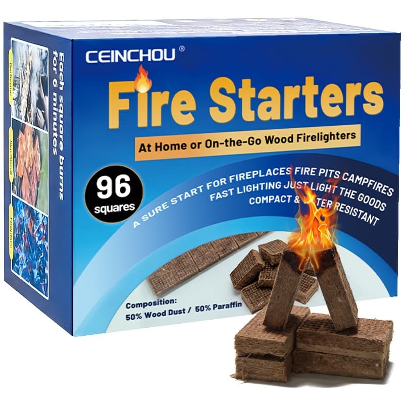 TEMU Fire , In Packs Of 48/72/96/120/144 - Easy To Ignite For Grilling - Natural, Waterproof, And Square , Suitable For Bonfires, Charcoal Grills, Outdoor Fire Pits, Wood Stoves, Fireplaces