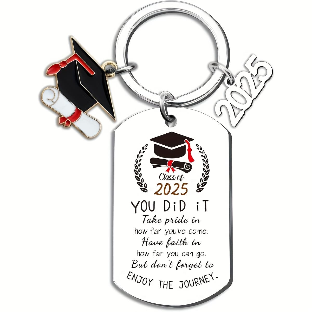 TEMU 1 Colorful Stainless Steel Keychain For The 2025 Graduation, Featuring The Motivational ''. An Ideal Gift For Graduating From College Or High School With A Degree