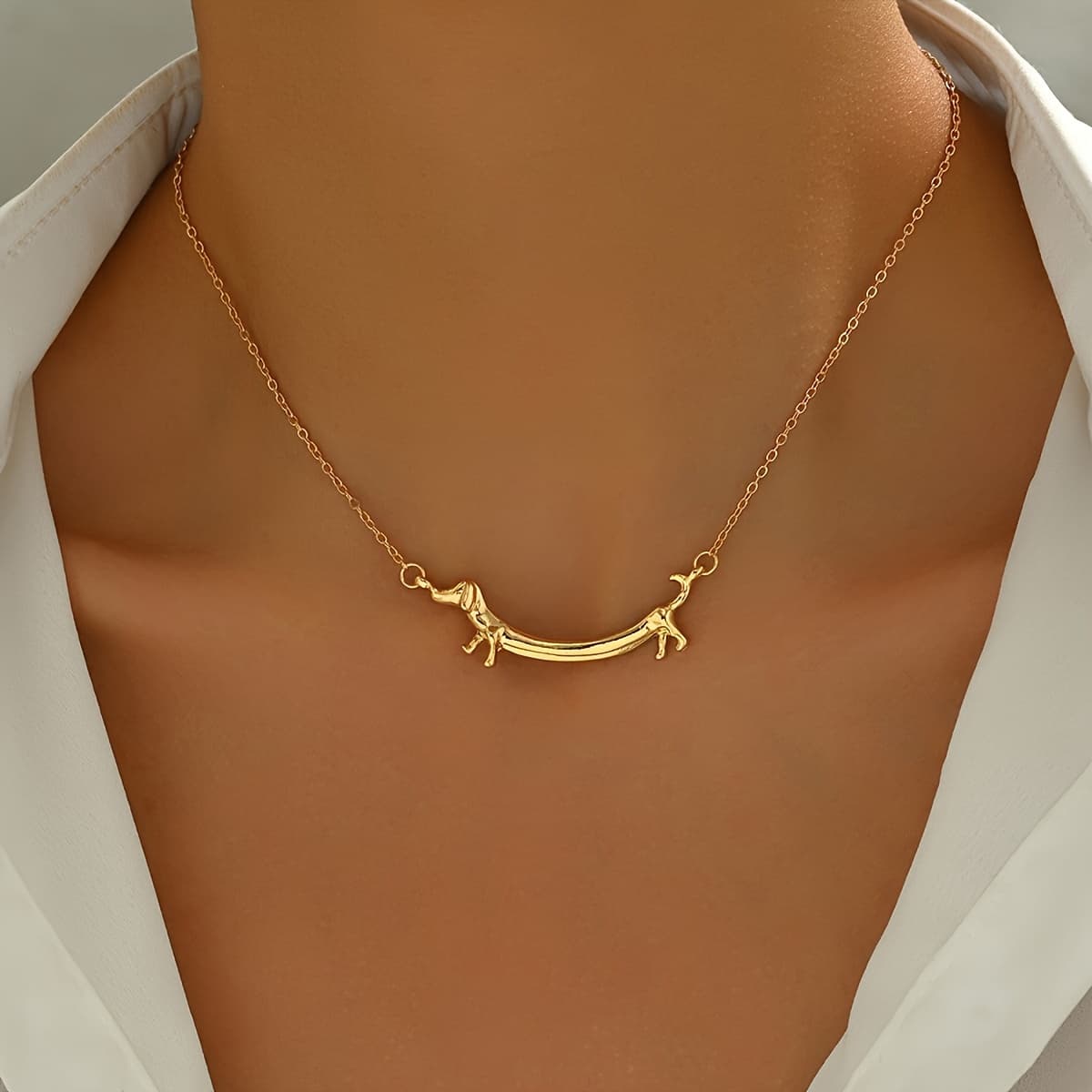 TEMU Retro Dachshund Pendant Necklace - Sausage Dog Jewelry Gift Suitable For Casual Wear & Parties, Daily Accessory For , Dachshund-themed Gift For Dog Owners