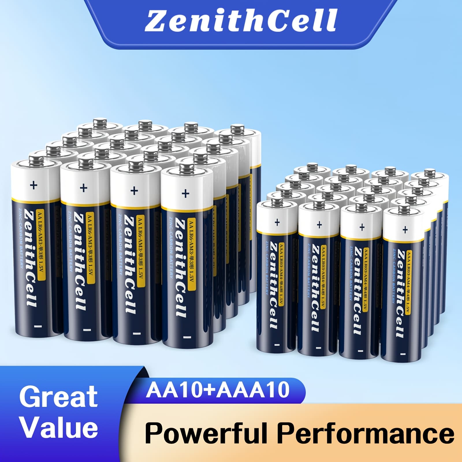 TEMU Aa & Aaa Batteries, 20/40pcs Combo, 1.5v, 5-year , Leak-proof Construction, Stable Power Output, Long-lasting , . Ideal For Alarm Clocks, Clocks, Mice, Keyboards, Remote Controls