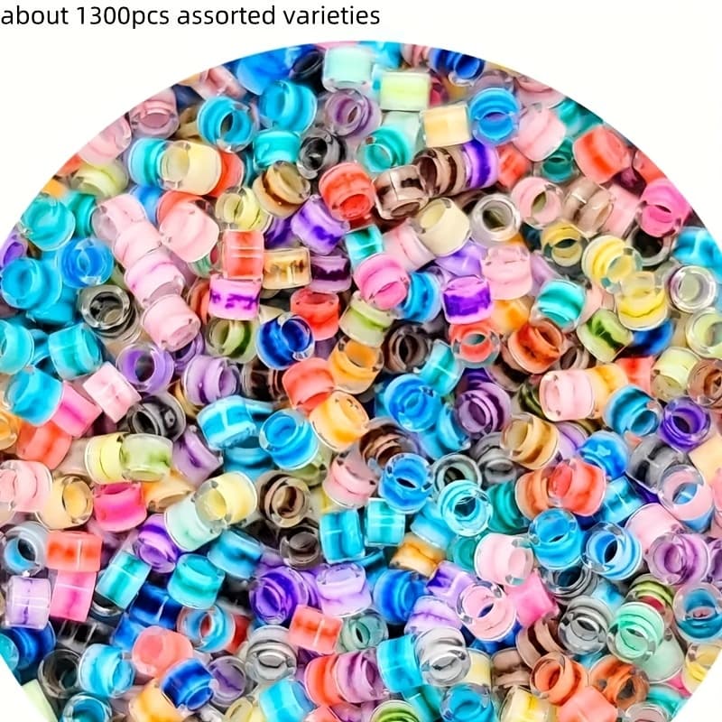 TEMU About 1300pcs Random Mixed Colors Glass Seed Beads Assortment, 2.5mm Transparent Ink-dyed Core, Handmade Jewelry Making Kit For Bracelets, Necklaces, Rings And Earrings Additions