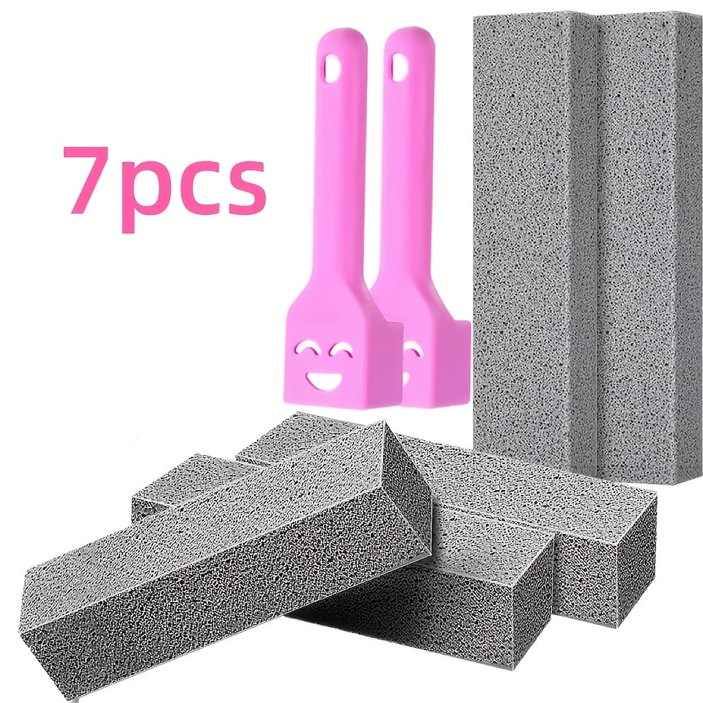 TEMU 7pcs Pumice Stone For Cleaning, With Handle, Heavy Duty Toilet Pumice Stone For Toilet, Hard Water Toilet Ring Remover, For Toilet, Pool Tile, Sink, And Bathroom