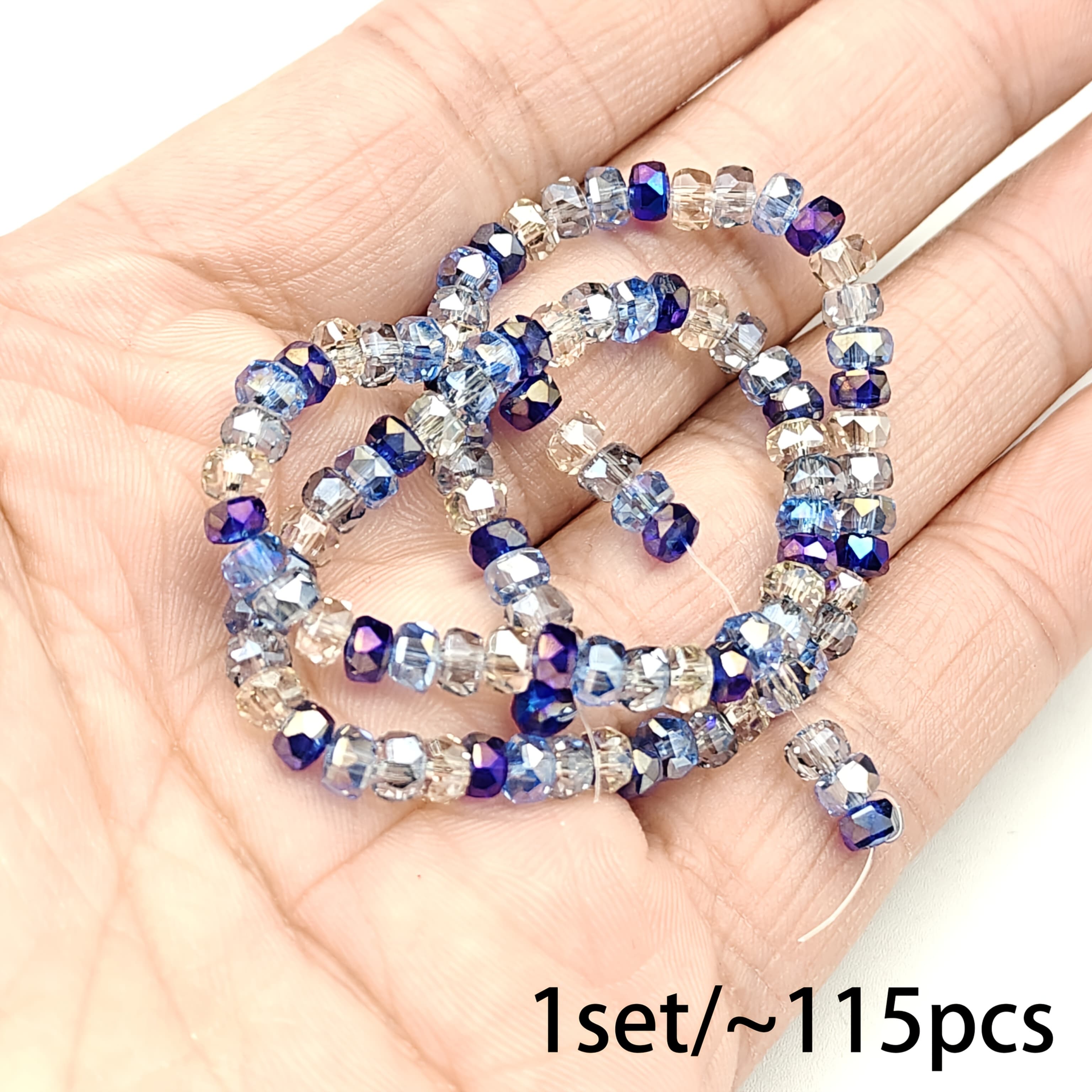 TEMU ~115pcs/set/4mm Glass Beads Loose Beads Jewelry Making Materials, Hand Beading, Used For Necklace, Bracelet, Earring, Phone Bag Pendant And Other Additions