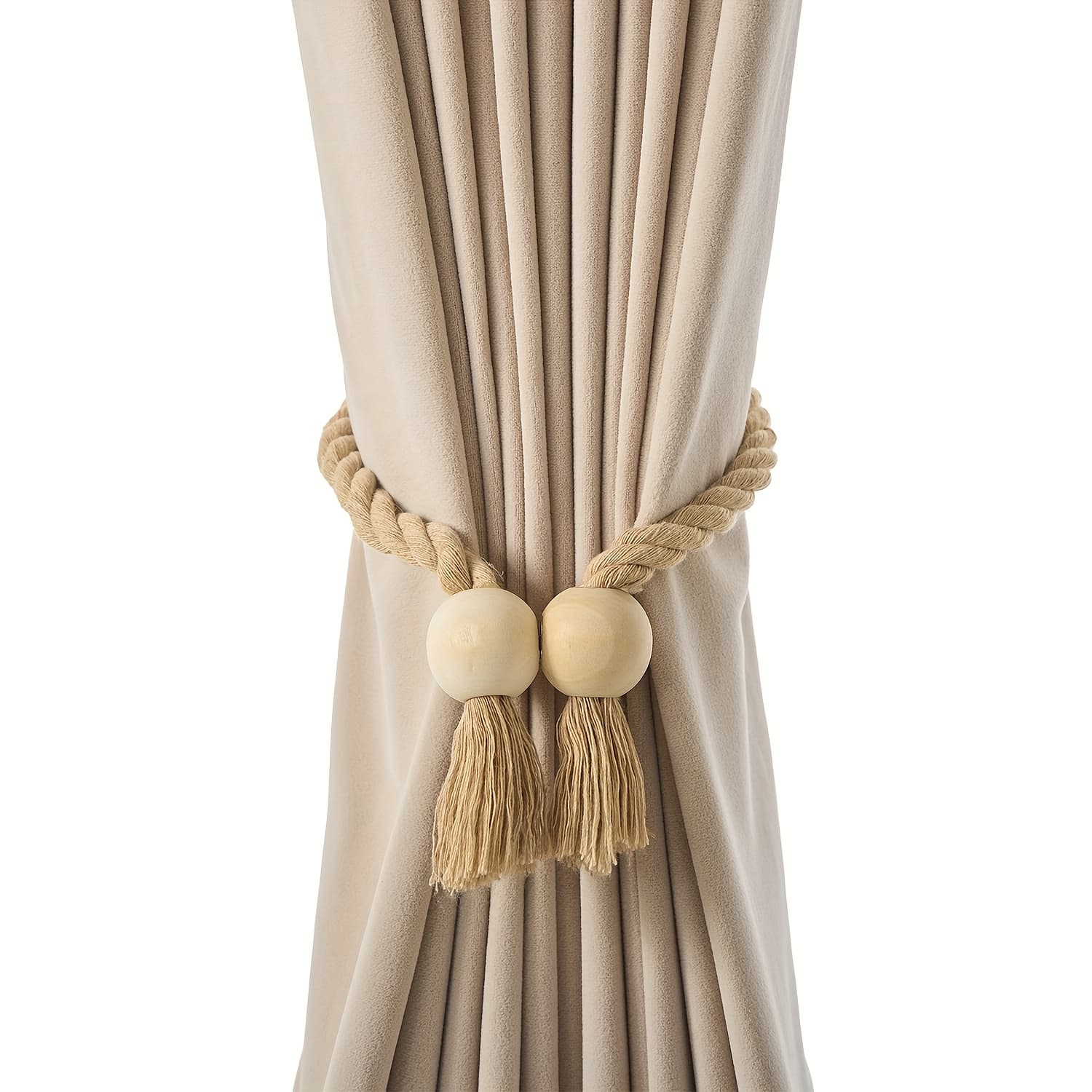 TEMU 2pcs Strong Magnetic Curtain Tiebacks Curtain Holdbacks Outdoor Curtain Tiebacks Hand Woven Tie Backs Drapery Holdbacks Curtain Ties For Drapes
