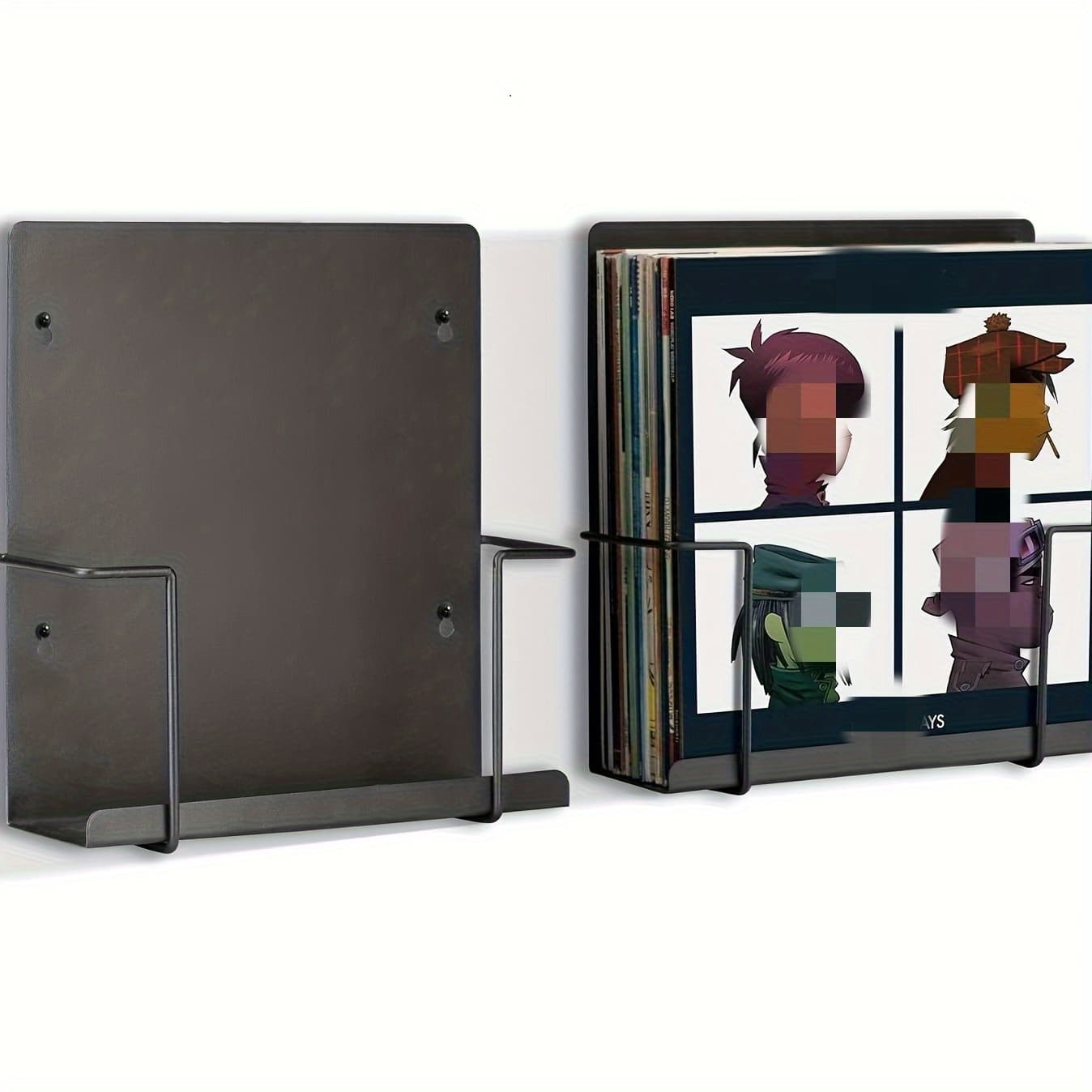 TEMU 1pc Black Vinyl Record Storage Rack, A Simple Wall - Mounted Cd/dvd That Can Hold 30 Records.