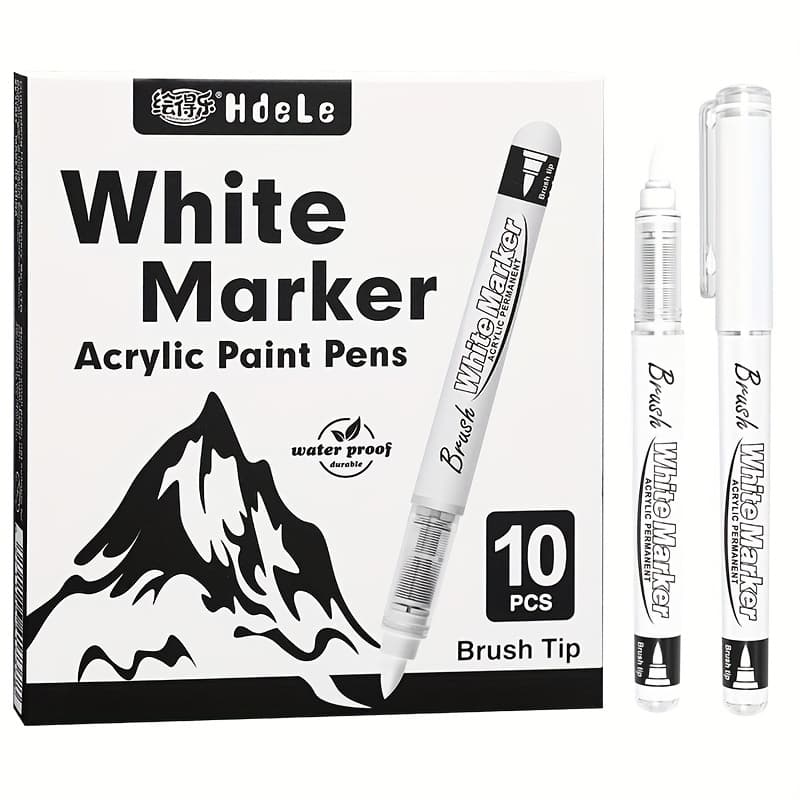 TEMU 10pcs White/black Acrylic Marker Pens Acrylic Marker Set Direct Liquid Ink For Glass Canvas Wood Leather Ceramic Art Supplies