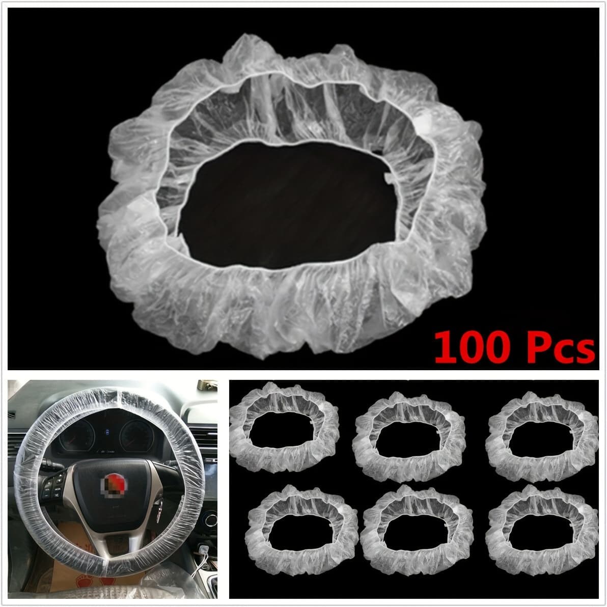 TEMU 100-pack Disposable Pvc Steering Wheel Covers For Car Maintenance And Repair, Universal Fit Interior Accessories For And Hygiene