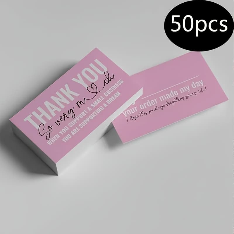 TEMU 50 Cards/-shaped Font. Thank You For Supporting Small Cards. You Can Write Customer Thank-you Message Cards