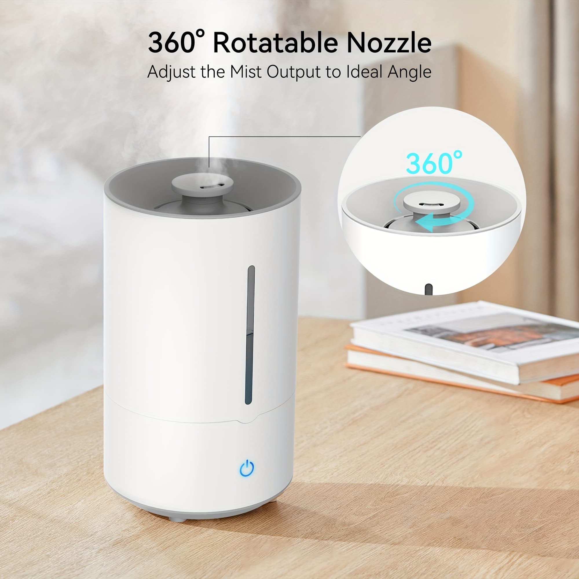 TEMU Humidifiers For Bedroom, 1.06gal/ 4l Cool Mist Humidifier, 3 Mist Levels With 360° Rotating Nozzle, Easy To Clean, , Auto Shut Off, , Humidifier For Living Room, Dinning Room, Bed Room