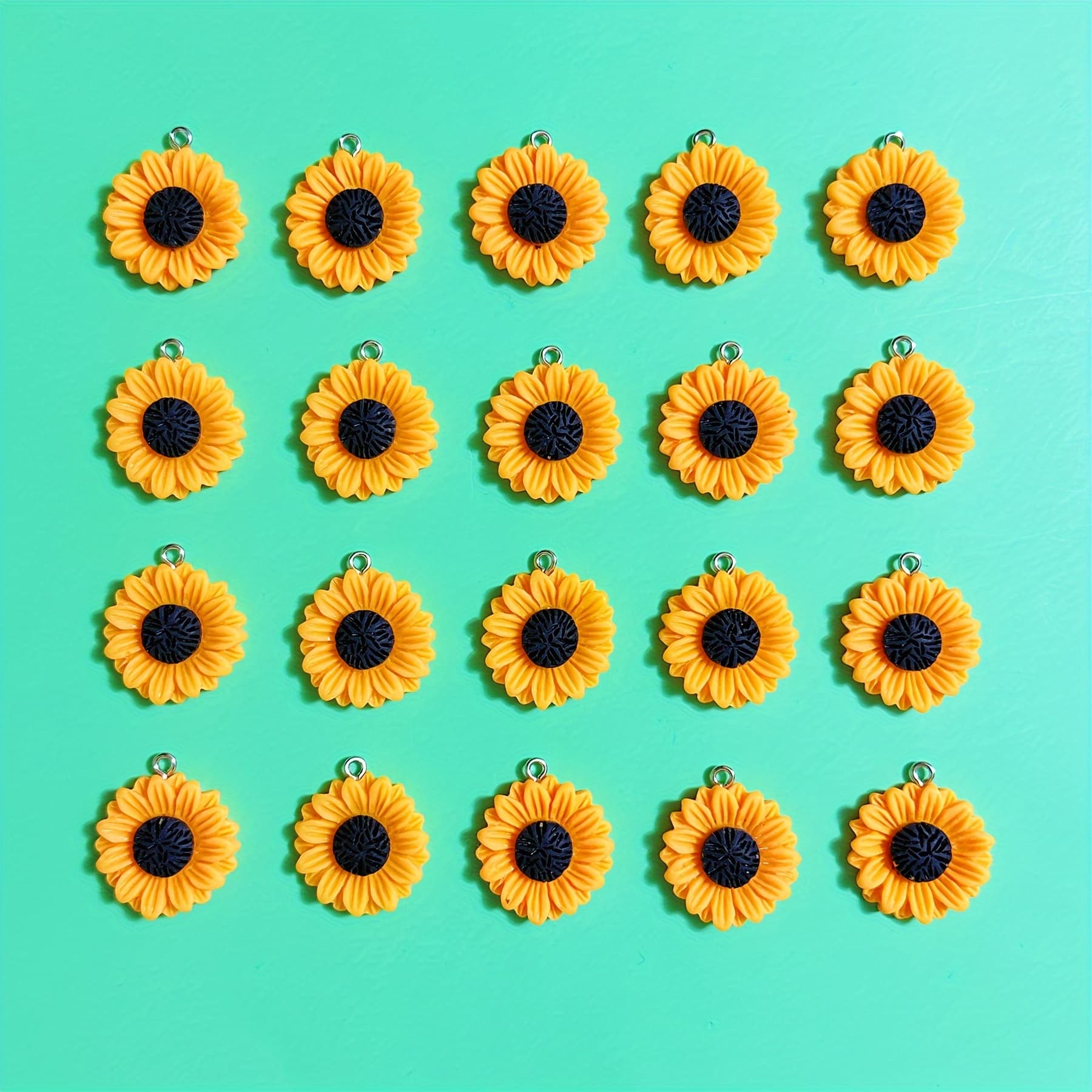 TEMU 20pcs Sunflower Sunflower Flower Handmade Jewelry Pendant Ear Drop Chain Ornament Creative Gift Earrings Necklace Bag Pendant Resin Additions