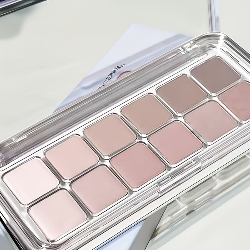 TEMU 12-color Eyeshadow Palette Featuring Matte And Flash , Low Full Matte For A Cool Vibe, Earth- Shades For A , Versatile And Multifunctional Eyeshadow, An Ideal Gift.
