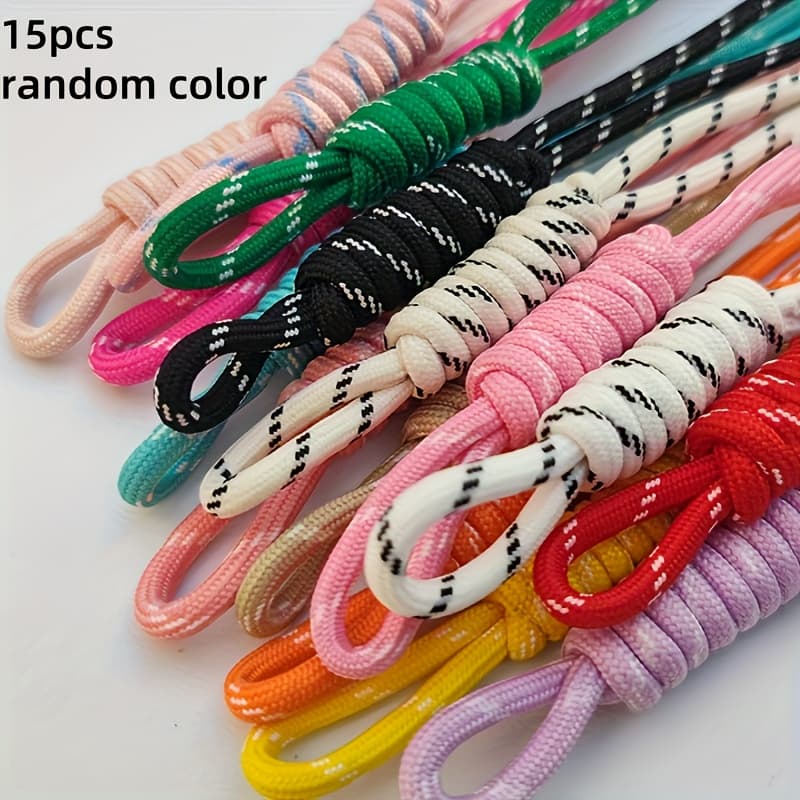 TEMU 15pcs Women's Diy Keychain & Accessory Making Kit With Multicolor Nylon Rope, Buckles, Pendants & Phone Chains - Complete Craft Set For Bag Charms, Backpack Ornaments, Mobile Phone Lanyards
