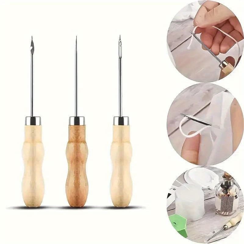 TEMU 3pcs/set Candle Making Punch Tool Round Hole Cone Crochet Hand Drill For Silicone Mold Making Practical Gadget Punching Candle Auxiliary Tool Diy