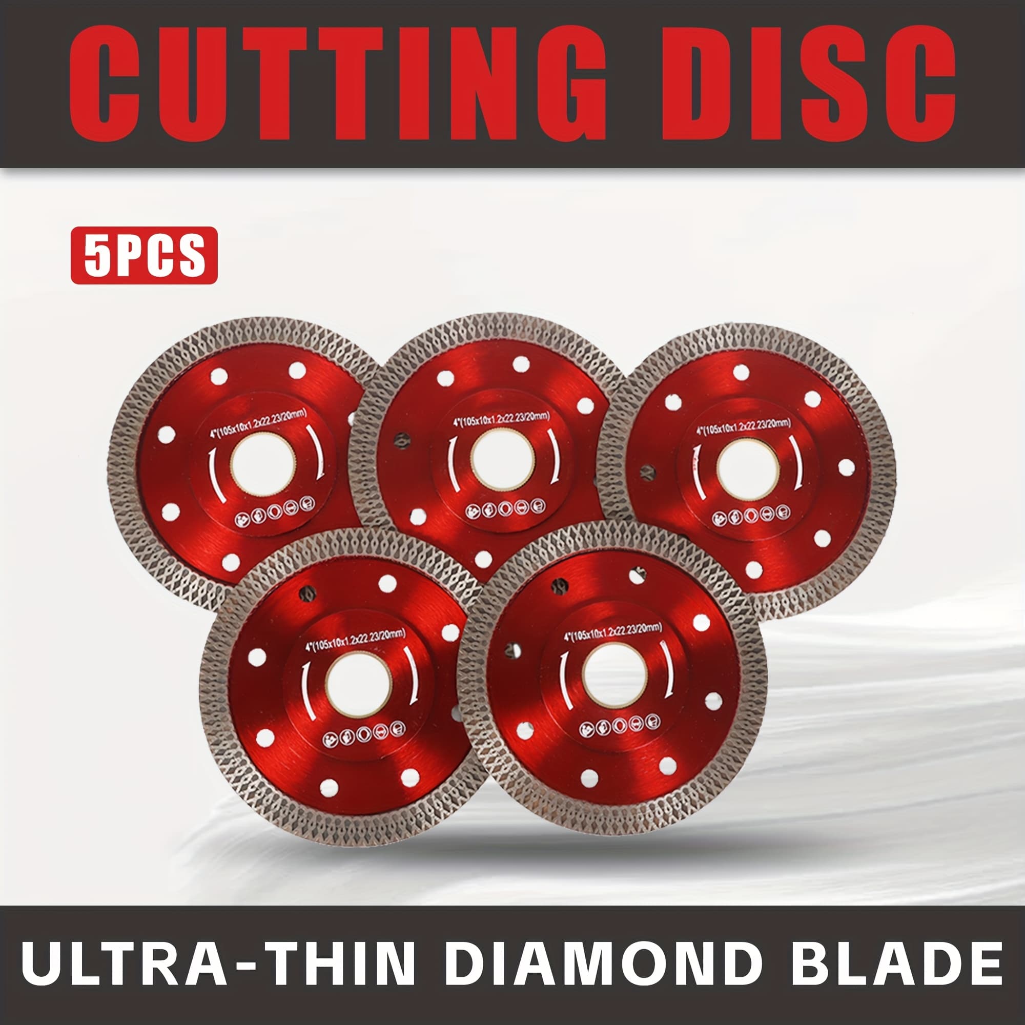 TEMU 5pcs 4 Inch Super Thin Dry Wet Diamond Porcelain Saw Blades Ceramic Disc Wheels For Ceramic Tile Porcelain Granite Marbles