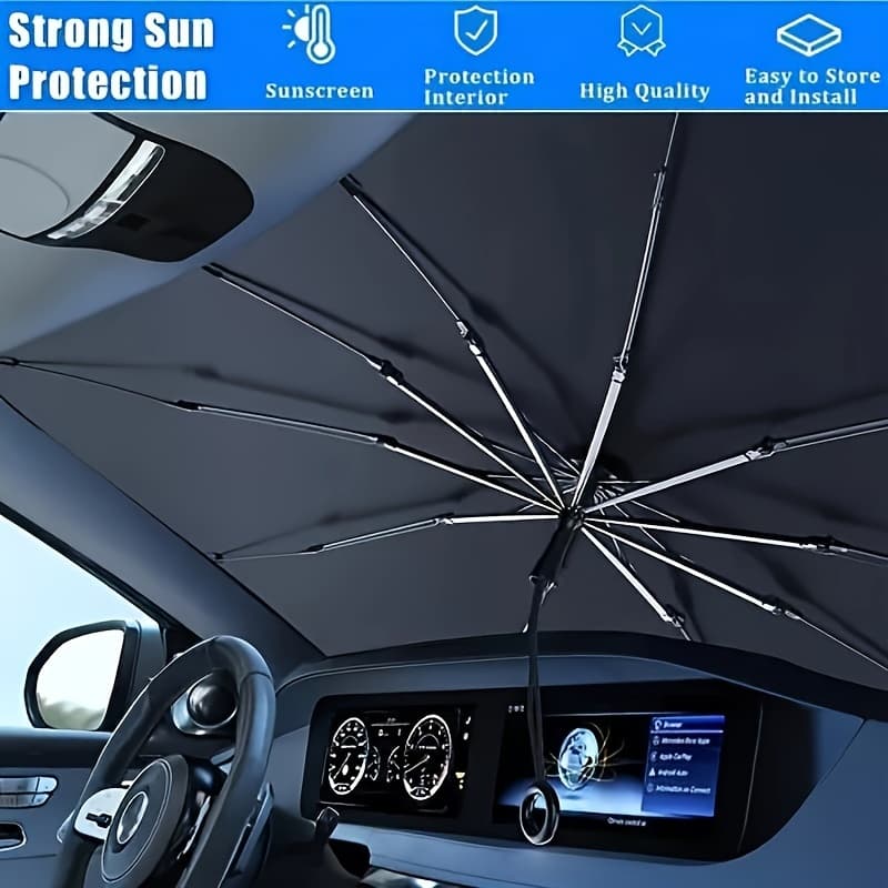 TEMU Car Sunshade Front Windshield Sun Protection Heat Insulation Sun Shade Shade Curtain Equipment Car Interior Windshield Small Car Cover Umbrella