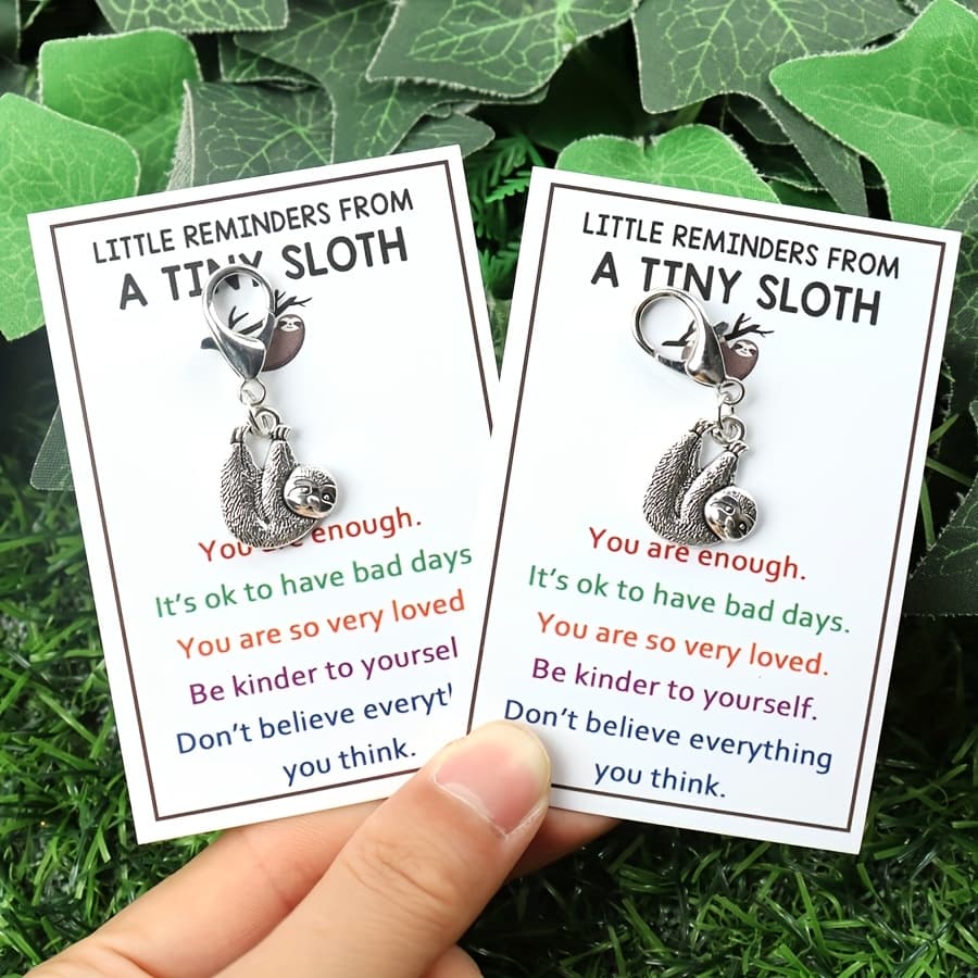 TEMU Inspirational Positive Gifts For Women - Emotional Cheer Support Small Funny Cute Sloth Keychain Gift For Families Friend Coworker Student Graduation Wedding Birthday Christmas And More