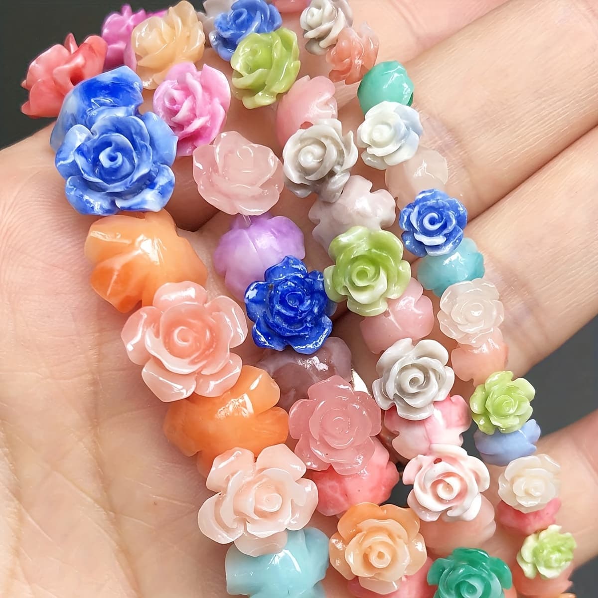 TEMU 6/8/10/12mm 20pcs Natural Stone Colorful Flower Shape Beads Loose Spacer Beads For Jewelry Making Diy Bracelets Necklace Earrings For Women Gifts