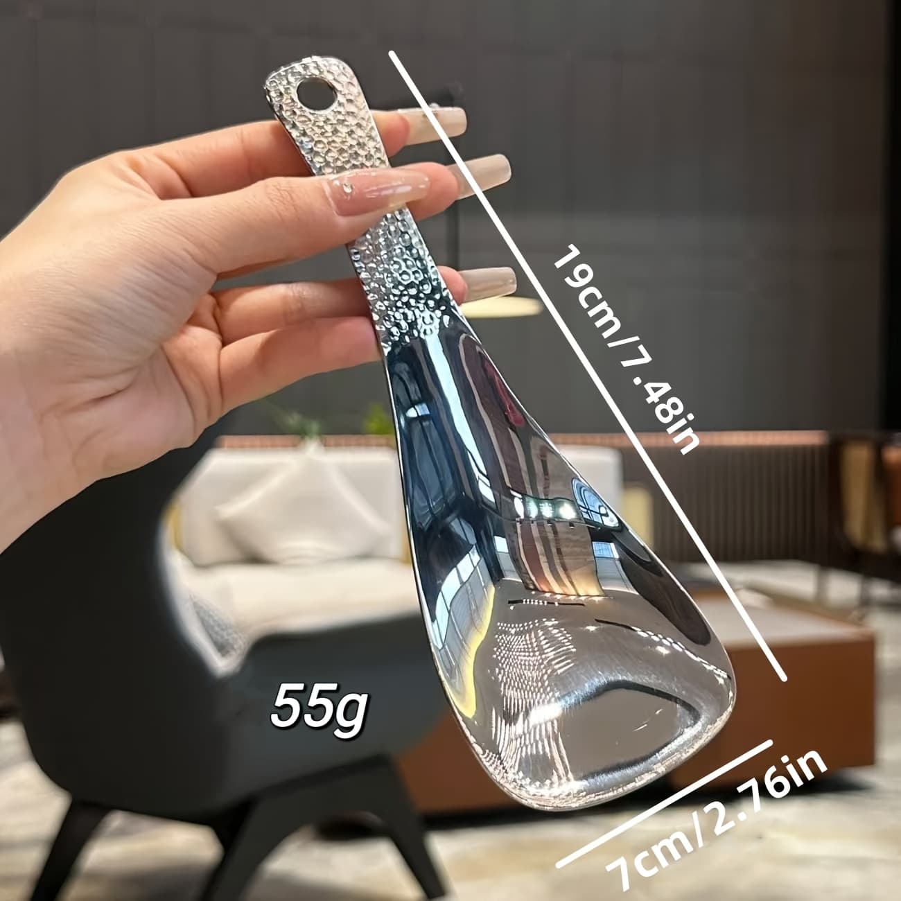 TEMU 1pc Stainless Steel Rice Spoon - Elegant Textured Handle, Mirror-finish Serving & Cooking Utensil For Home & Professional Kitchens, Durable Easy-clean Kitchen Tool, Modern Kitchenware