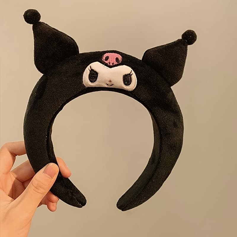 TEMU Single Kuromi/cinnamoroll/melody/pom Pom Plush Headband - Non-slip Soft Hair Suitable For Women And, Cute For Face Washing, Makeup, Accessory (kuromi/cinnamoroll/melody/pom Pom)