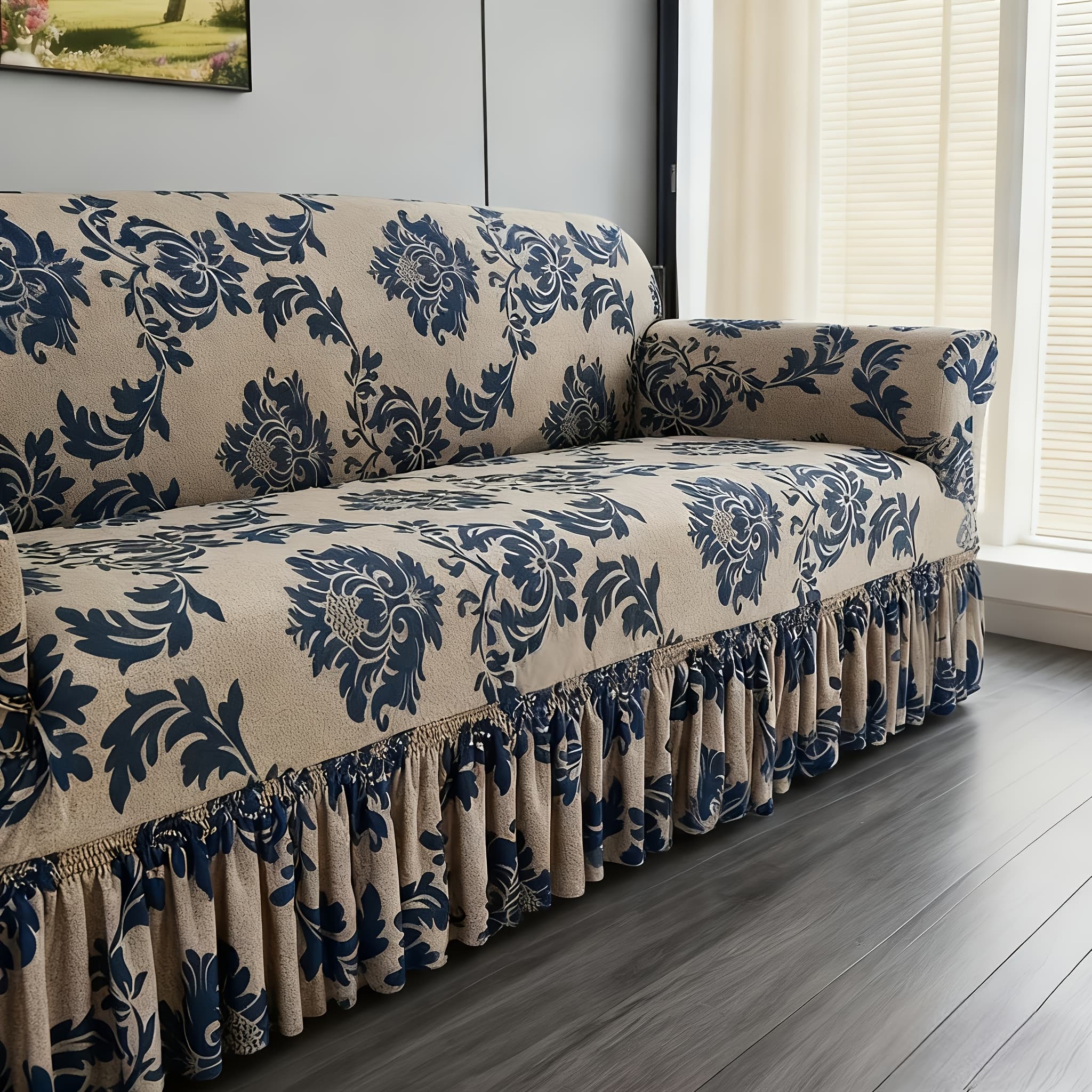 TEMU 1pc Smooth Fiber Sofa Cover Is Versatile And Not Picky About . The Printed Skirt Is Exquisite And Beautiful. Elastic And Fits Closely To Prevent Displacement, Keeping The And Refreshing Your Home