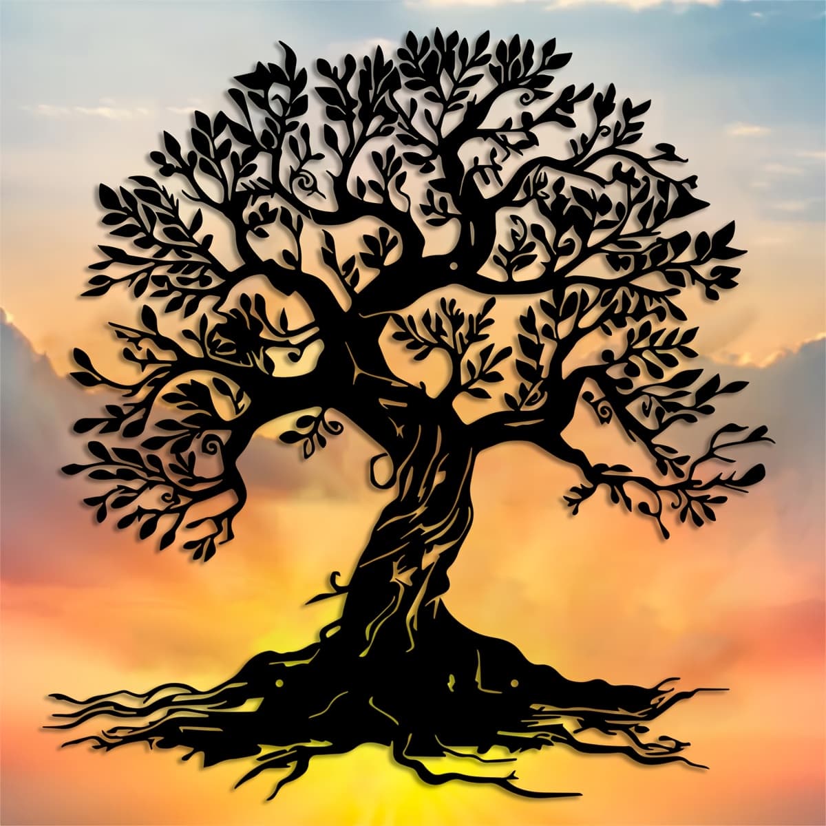 TEMU 1pc Tree Of Life Metal Wall Art, Modern Graphic Style Plant Theme Wall Sculpture, Nature-inspired Boho Wall Decor, 14.91x15.74 Inches, For Living Room, Ideal Gift For