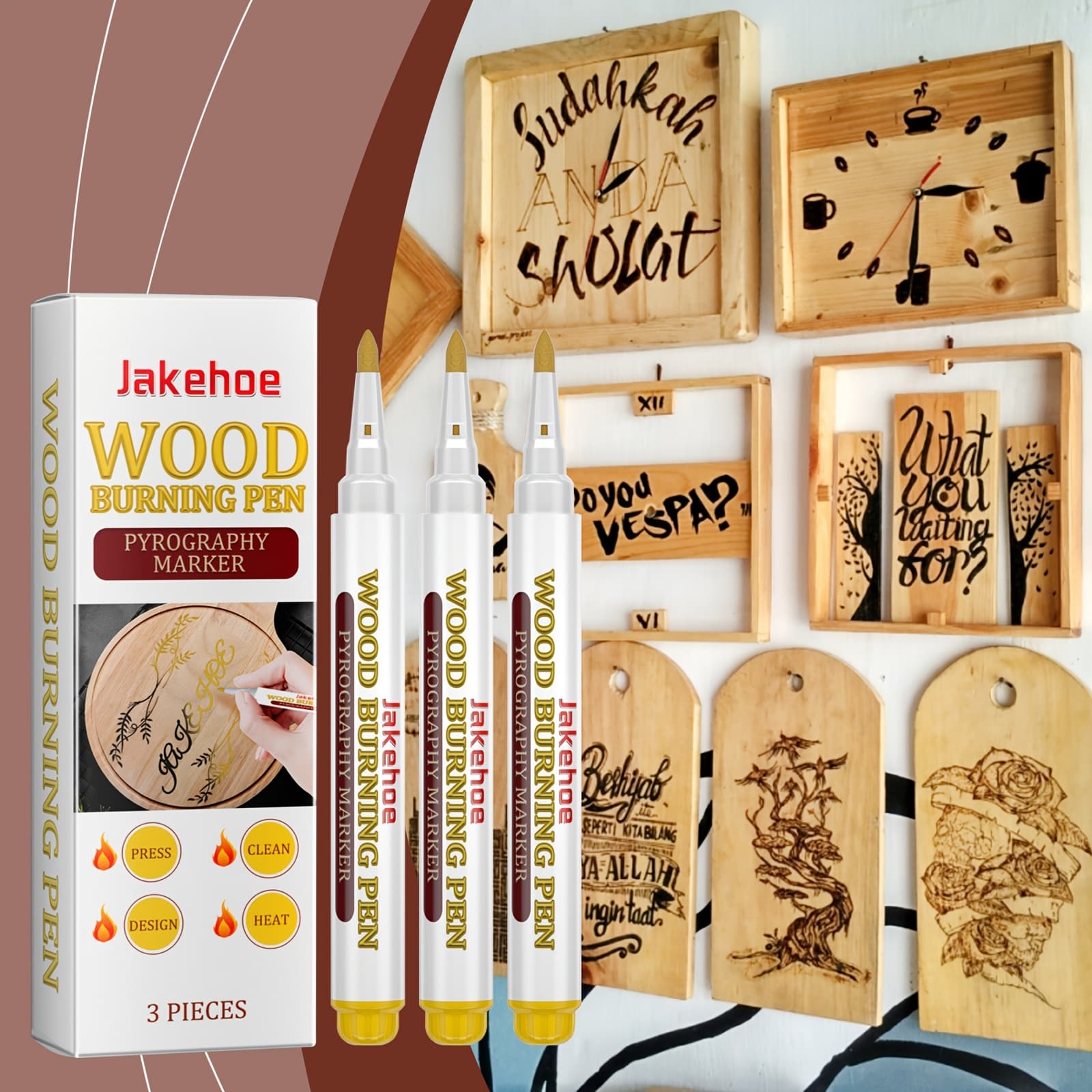 TEMU New Upgraded Woodworking Painting Pen Wood Burning Pen Wood Pyrography Pen Painting Scorching Pen Marking Number Handmade Souvenir, Handmade Creation Souvenir Outdoor Pyrography Essential