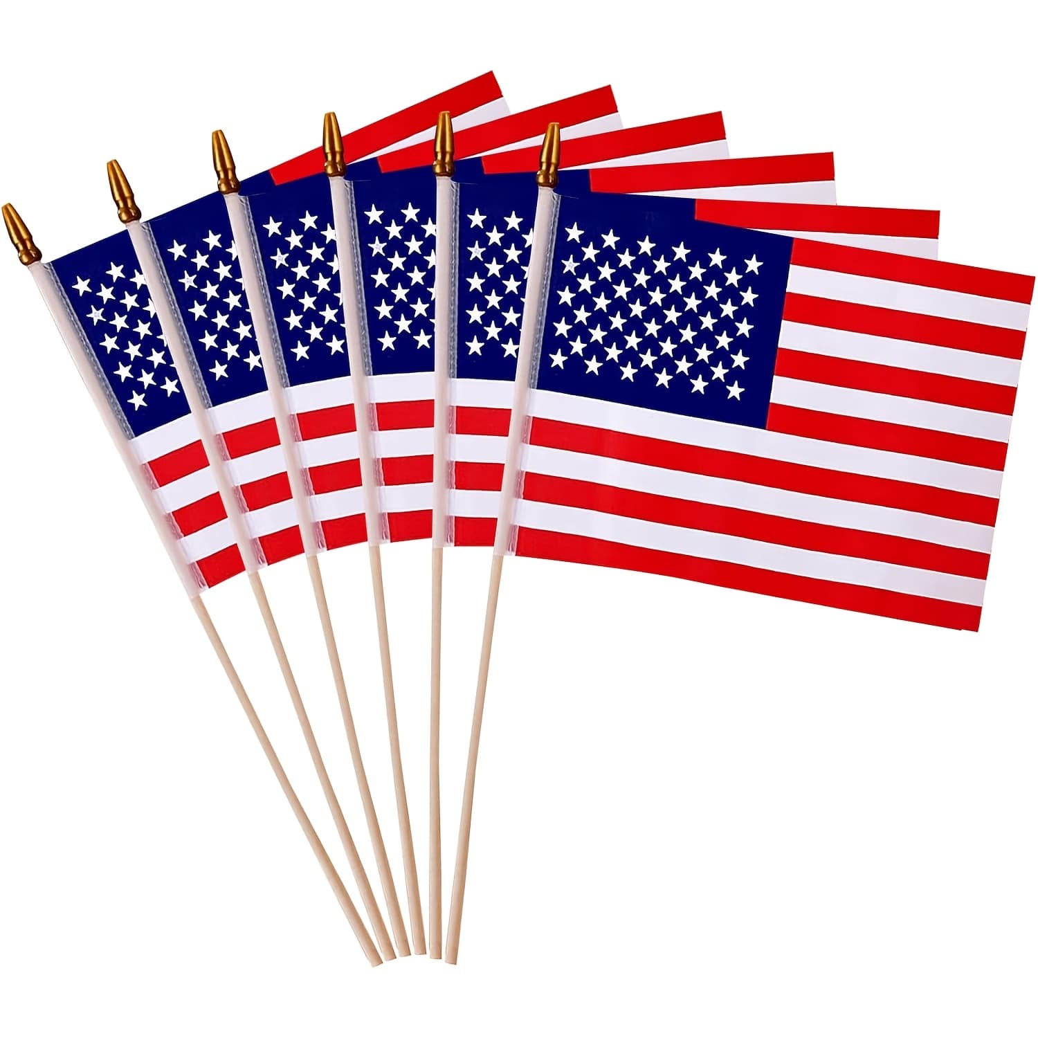 TEMU 6 Pack 5x8 Inch Small American Flags On Stick, American Hand Held Stick Flags With Safe Spear Top, Perfect For Memorial Day Decorations, Day, Outdoor Decor, 250th Anniversary Yard Flags