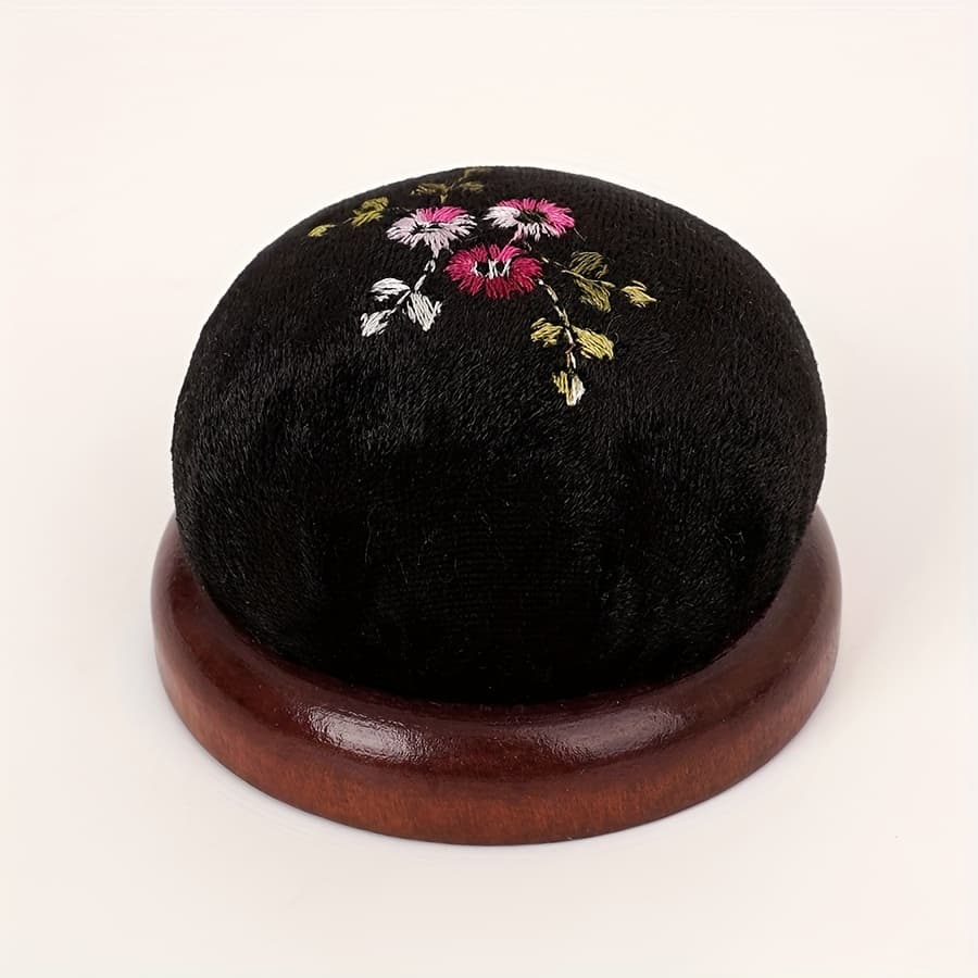 TEMU New Style Black, Gray, Handmade Diy Chinese-style , Pin Holder, Plush Fabric Pin Cushion, Coffee-colored Base Fabric