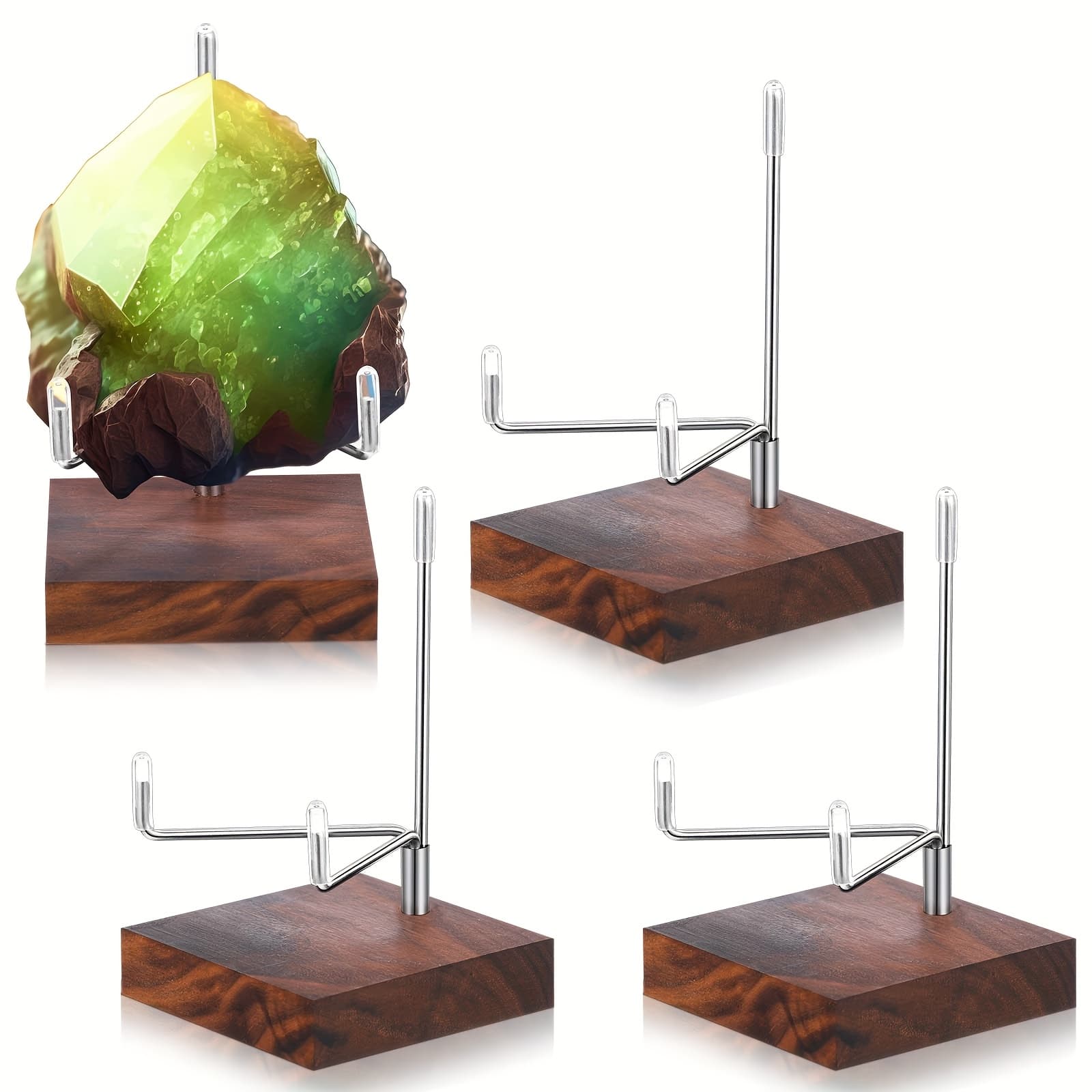 TEMU Wenqik 4pcs Crystal Display Stand Adjustable Display Stand Small Easel Holder With Wooden Base Geodes Rock Display Stand For Agate Mineral Collectibles