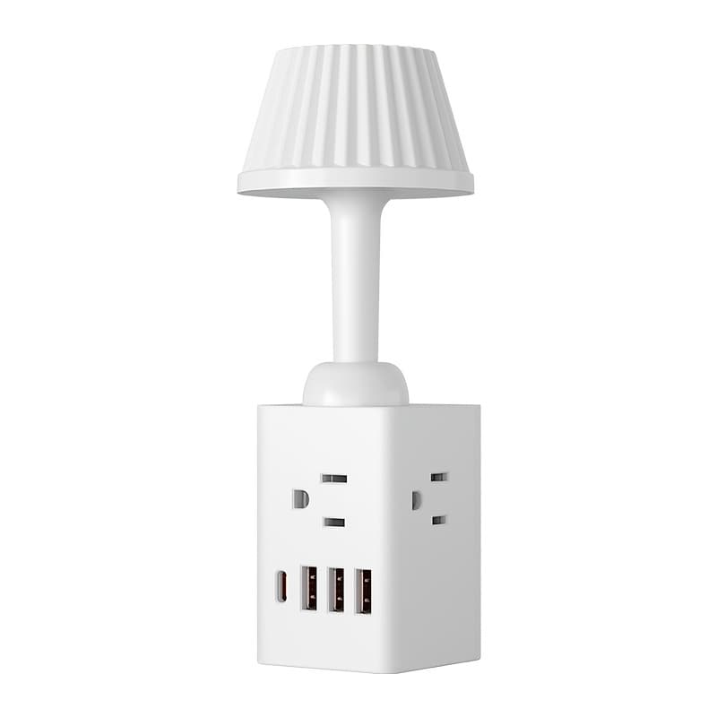 TEMU Touch-type Desk Lamp/ Multi-hole Power Socket, Desk Lamp/ Multi-hole Socket, Suitable For Home Bedrooms, Travel, Camping And Dormitories, 3 Sockets, 3 Usb Interfaces, 1 Type-c Interface