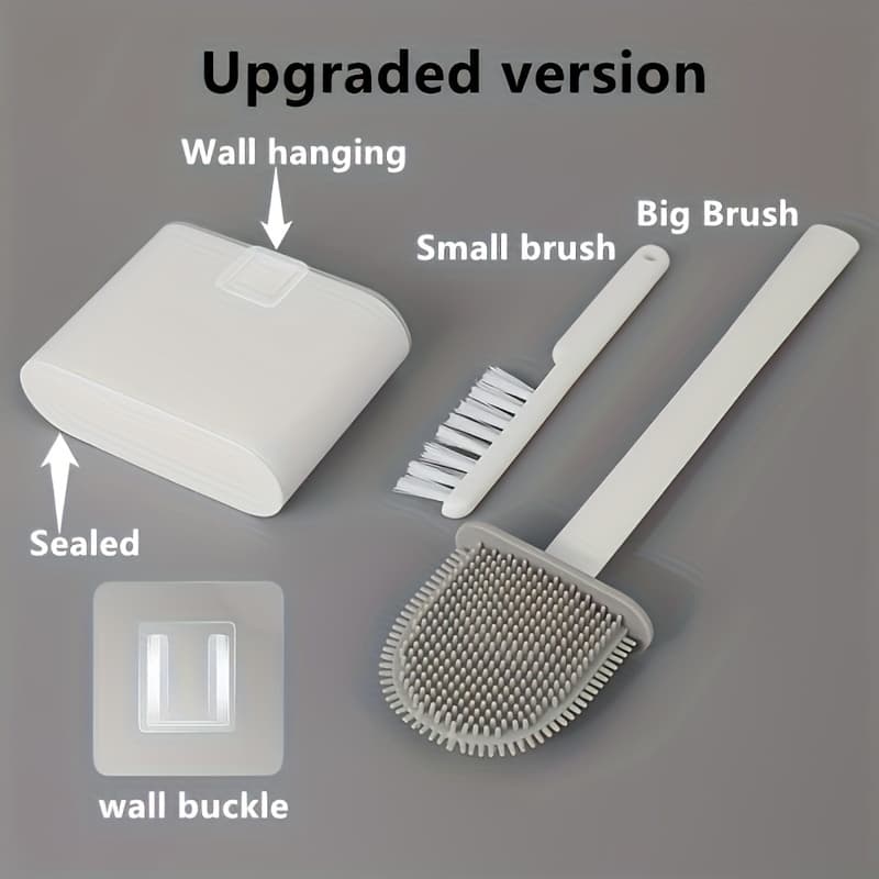 TEMU Japanese-style Toilet Brush With No Dead , Wall Mounted Bathroom Cleaning Kit For Home Use