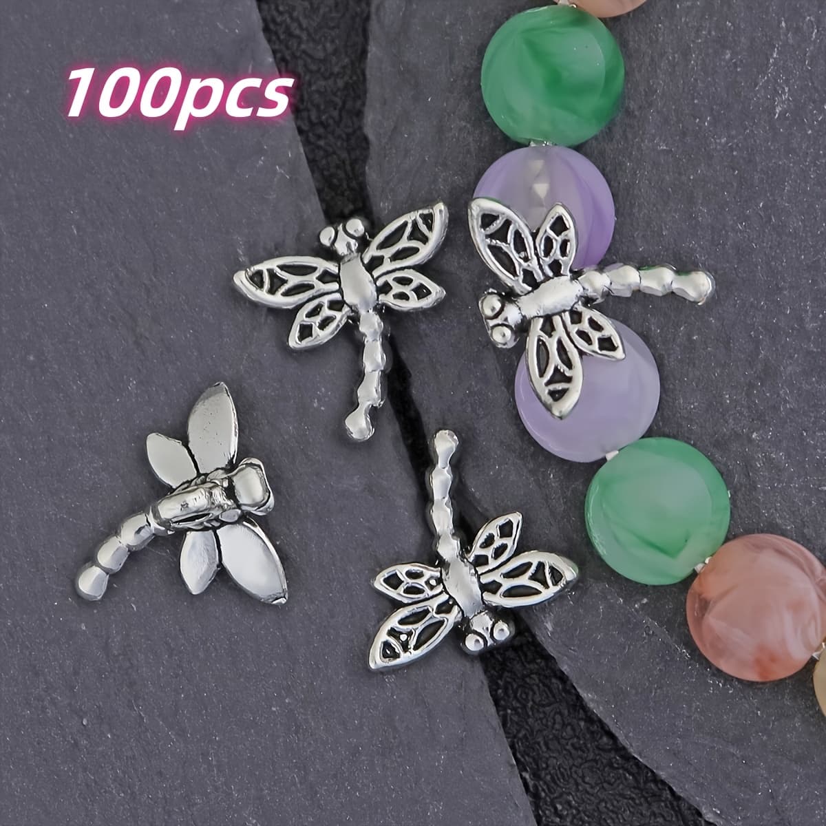 TEMU 100pcs Of Wing Pendants, Decorative Beads In Antique Silvery, Insect-shaped Embellishments For Jewelry Crafting, Ideal For Necklaces, Bracelets, Earrings, And Gift-making Supplies