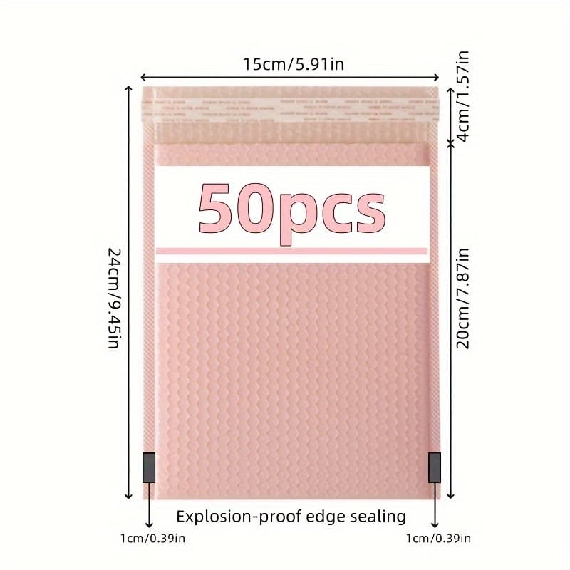 TEMU 50pcs, Pink Co-extruded Film Bubble Mailers, Self-adhesive Closure For , Shipping Bags, For Transportation, Jewelry, Cosmetics, Books, Clothing Assistant