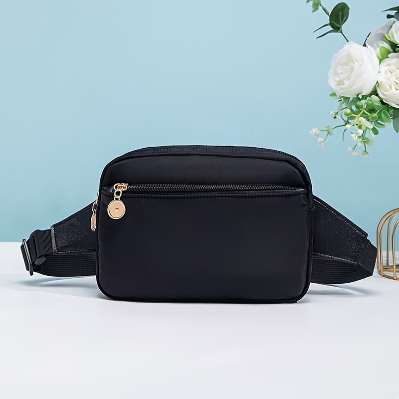 TEMU Solid Color Multi-pocket Women's Leisure Waist Bag, Commuter Crossbody Bag, Mobile Phone Bag
