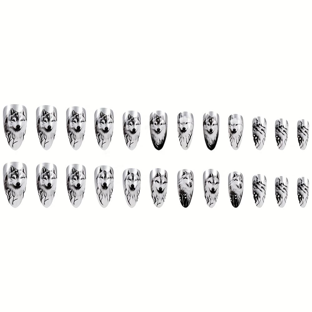 TEMU 24pcs Of Shiny Press-on Nails In A Long Almond Shape, Featuring And Glitter, Reusable Artificial Nails For Women