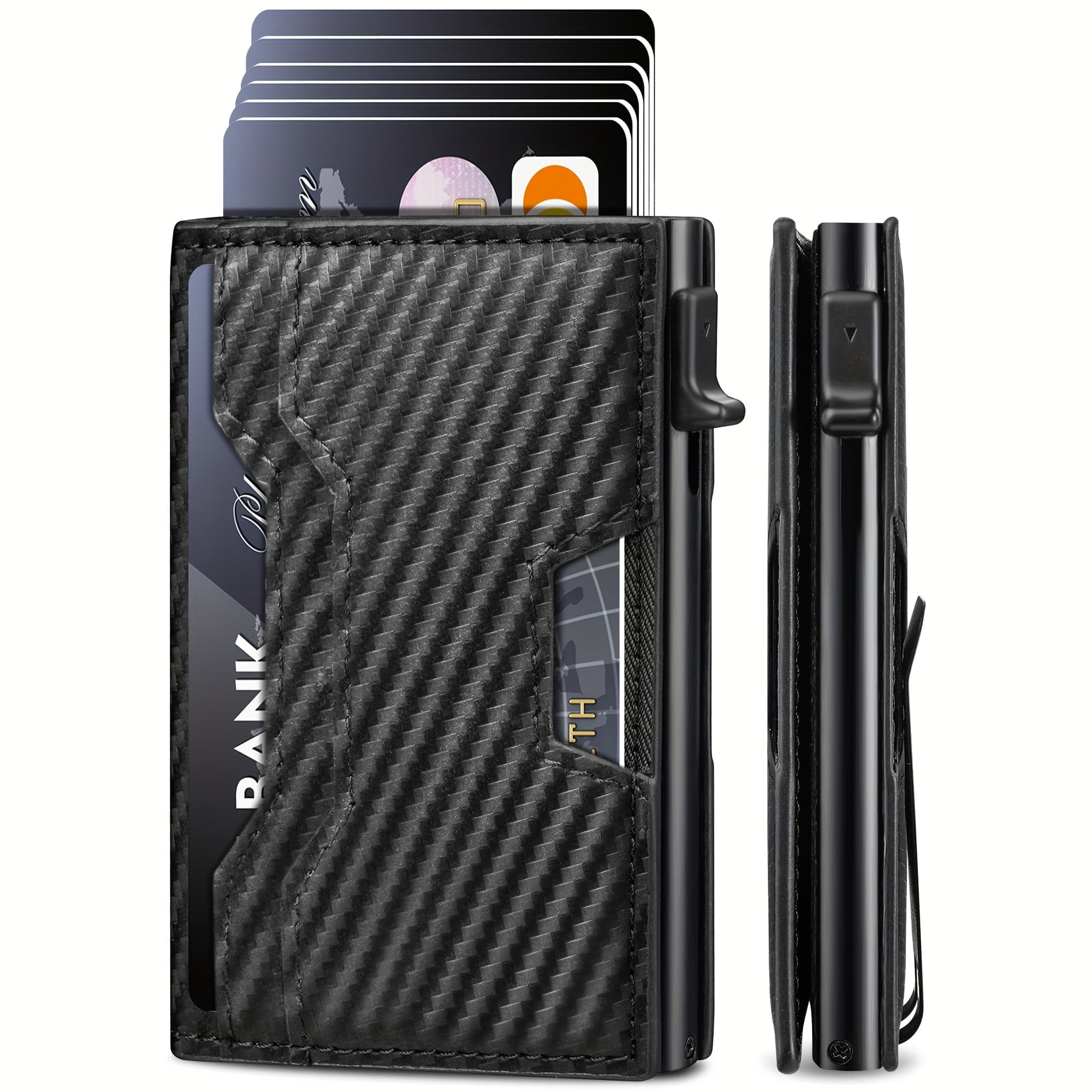 TEMU Wallet For Men, Mens Wallet Minimalist Slim Wallet, Rfid Blocking Up Wallet With Money Clip & Id Window, Metal Compact Wallet, Aluminum Credit Card Holder