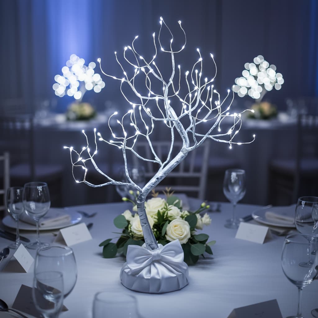 TEMU 20" 108 Led Tabletop Light, Artificial Fairy Tree Lamp With 8 Lighting Timer For Living Room Bedroom Home Party Wedding Christmas Decoration, Battery/usb Operate