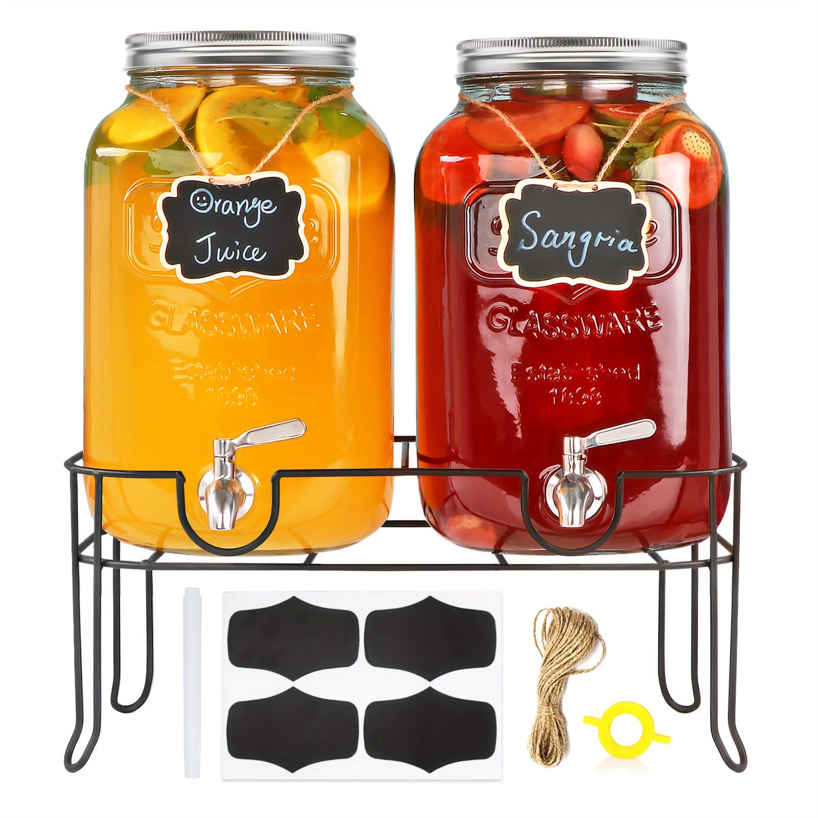 TEMU 2pack - 2 Gallon Beverage Dispensers For Celebrations. Drink Dispenser, Beverage Container With Stand And Stainless Steel Tap, Completely Leakproof. Lemonade Dispenser Featuring Ice Cylinder