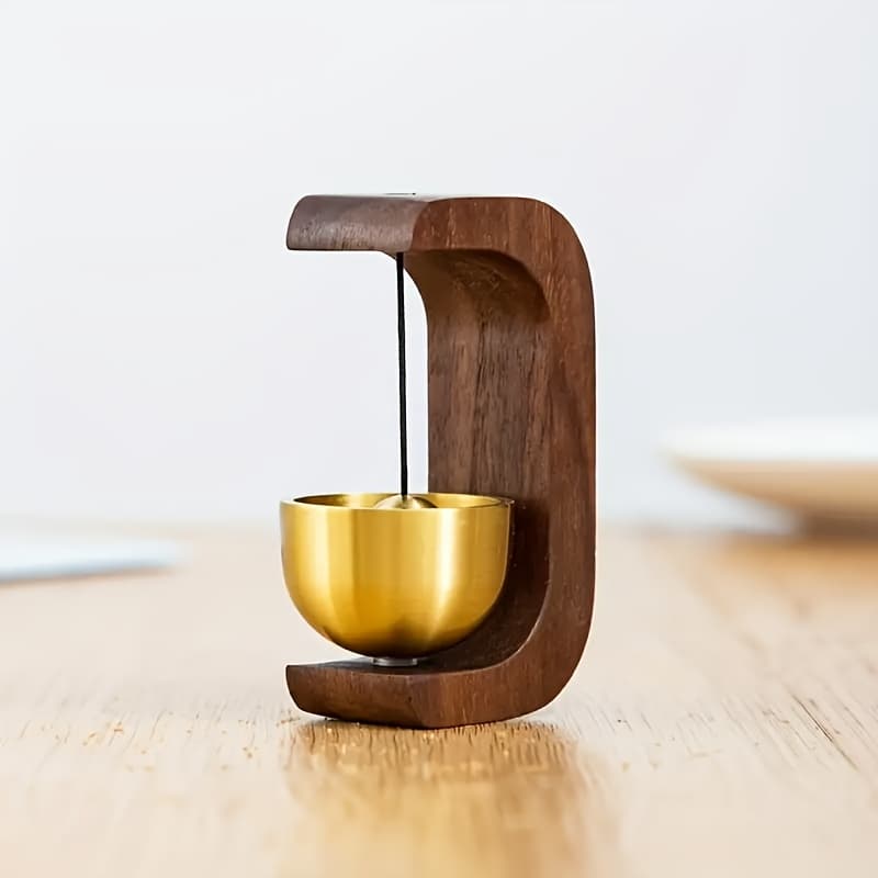 TEMU Magnetic Brass Doorbell With Adhesive Backing, Wireless Solid Wood Wind Chime For No-drill Entryway Decor