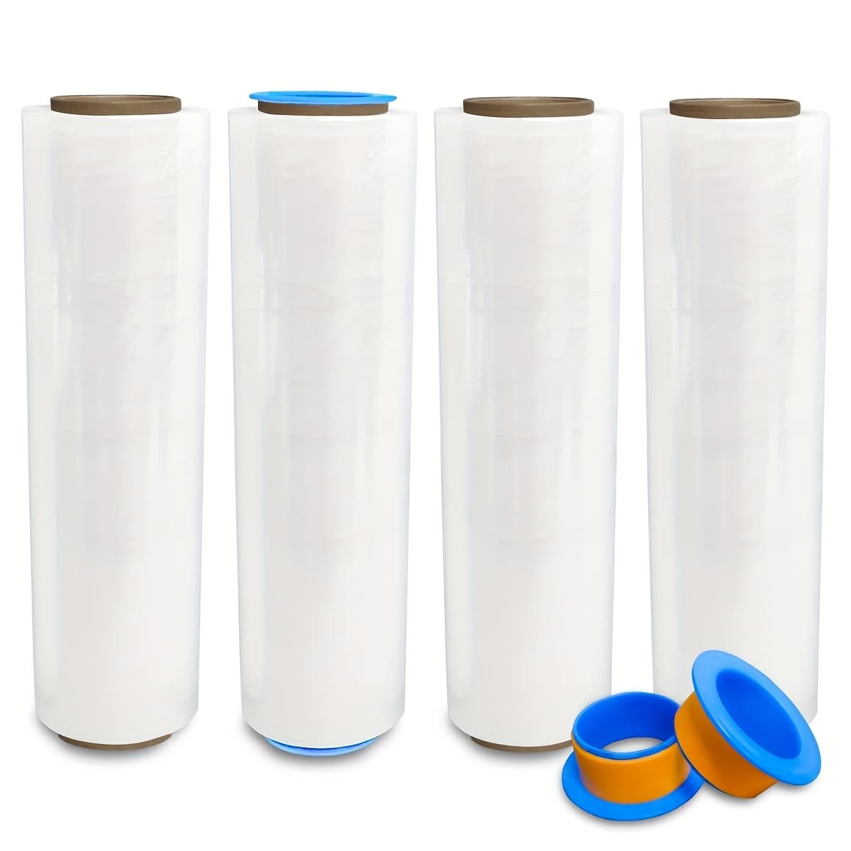 TEMU 4 Rolls X 18" X 1500ft X 80 Gauge Clear Non-stretch Heavy Duty Stretch Wrap Shrink Film For Shipping Packaging Moving Packing Trucking - Thicker Film - Wrap Holder Included