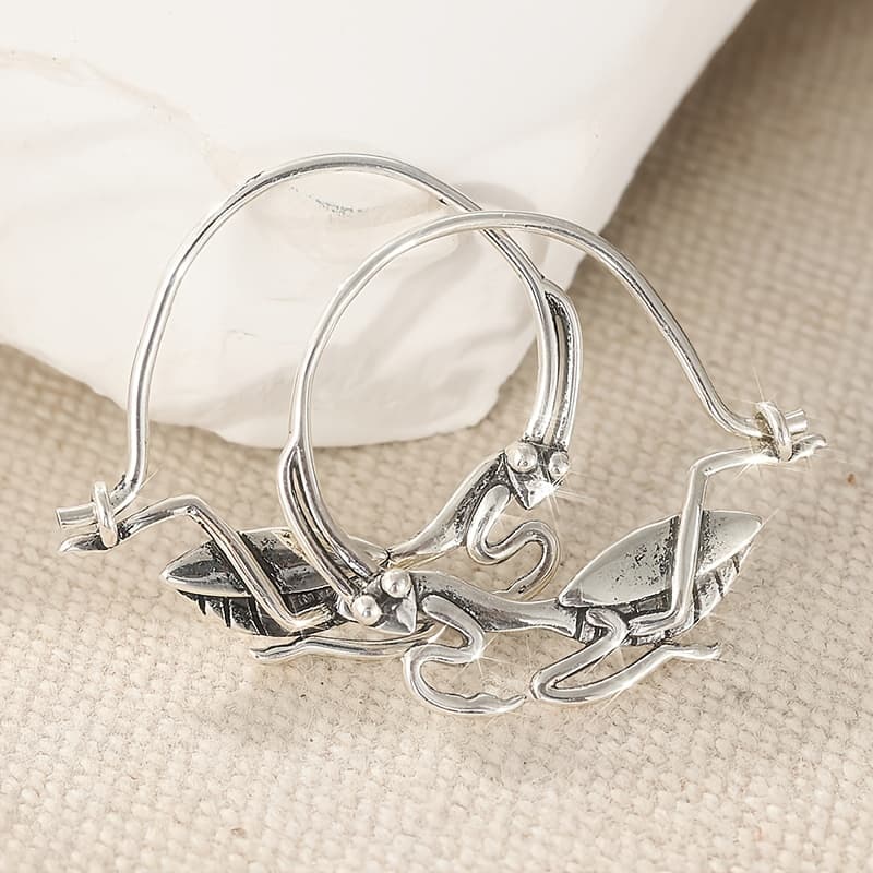 TEMU Trendy Female Gift Vintage Ethnic Style Silvery Earrings For Women- Handmade Carving Animal Theme Jewellery Dangle Drop Earrings